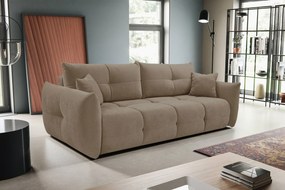 Masseno Sofa MODA z funkcją spania i pojemnikiem na pościel, Rozkładana sofa - Beżowy, WIND 11