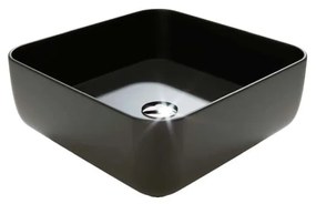 Umywalka ceramiczna nablatowa  kwadratowa czarna bez otworu na baterię 39 x 39 cm ALIZMA z rantem typu Slim