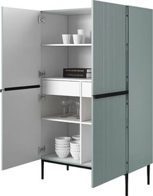 Kredens Nicole z metalowymi uchwytami i nogami 100 cm - szałwia / czarne nóżki - Limitowana oferta