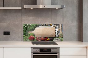 Szklany Panel Przyprawy na Drewnianej Desce