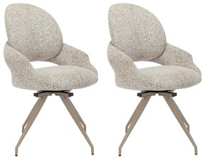 Zestaw 2 krzeseł obrotowych z tweedu i metalu taupe - Kremowy - VALIANA