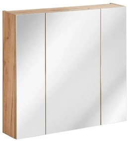 Podwieszana szafka łazienkowa z lustrem - Lunios 5X Dąb 80 cm