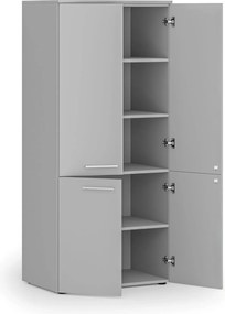 Szafa biurowa pół-drzwi PRIMO GRAY, 800 x 500 x 1781 mm, szary
