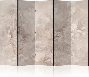 Parawan pokojowy 5-częściowy 225x172 Dwustronny dekoracyjny vintage artystyczny Szary Szara Dżungla Vintage