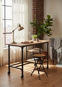 Drewniane biurko na kółkach z taboretem H6-Z25