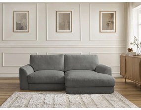 Ciemnoszary narożnik z materiału bouclé (prawostronny/z szezlongiem) Leonore – Bobochic Paris