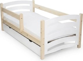 Łóżko dziecięce MELA 80 x 160 cm białe/sosna Stelaż: Ze stelażem listwowym rolowanym elastycznym, Materac: Materac EASYSOFT 10 cm