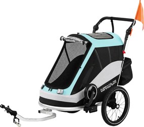 AIYAPLAY 2 w 1 przyczepka rowerowa i wózek składana, przyczepka dla dzieci z pasem 5-punktowym, odblaskami, pneumatycznymi oponami 40,64 cm, hamulec | Aosom PL