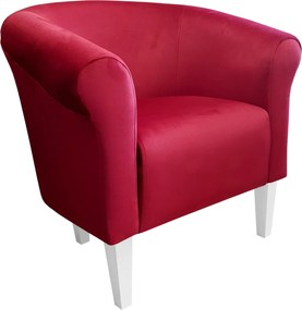 Fotel Milo tkanina Welur wygodny fotel tapicerowany do salonu i sypialni : Kolor nogi - Biała, Kolor tkaniny - VELVET - MG31, Wysokość nogi - 20 cm