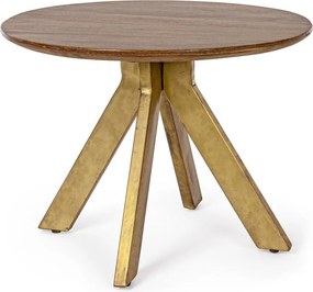 Okrągły stolik z litego drewna mango w kolorze złota/w ciemnym naturalnym kolorze ø 60 cm Sherman – Bizzotto
