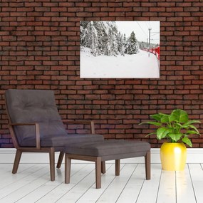 Obraz - Pociąg w zaśnieżonym krajobrazie (70x50 cm)