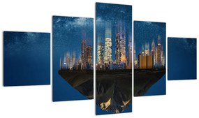 Obraz - Wielkie miasto unoszące się w kosmosie (125x70 cm)