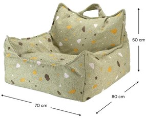 Zielony dziecięcy worek do siedzenia z materiału bouclé/z tkaniny szenilowej Terrazzo Chair – Wigiwama
