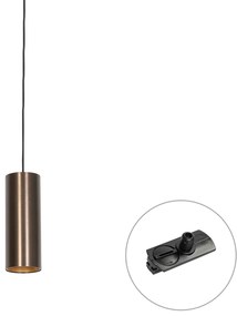 Designerska lampa wisząca ciemny brąz z adapterem do szyny 1-fazowej - Iconic Tubo