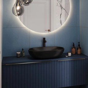Umywalka ceramiczna nablatowa owalna czarna matowa 60 x 43 cm DOTI Black z cienkim rantem typu Slim