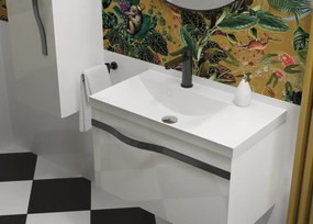 Szafka pod umywalkę VOG 69 cm biały połysk z uchwytem stalowym KROFAM