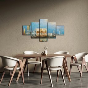 Obraz - Gondola przejeżdżająca przez Wenecję, obraz olejny (125x70 cm)