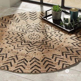 Dywan z juty okrągły, Ø 120 cm, geometryczny nadruk