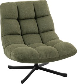 HOMCOM Fotel obrotowy lounge z szerokim siedziskiem, wodoodporna optyka chenille, skrzyżowane stalowe nogi, Zielony