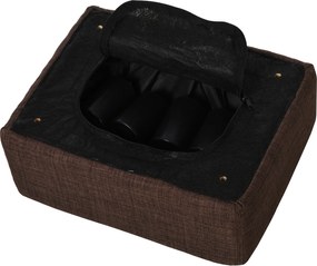 HOMCOM Pufa Elegancka Materiałowa jako Podnóżek w Kolorze Brązowym 40x30x24cm | Aosom PL
