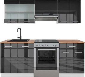 Aneks kuchenny antracytowy wysoki połysk/biały 200x60x81.6 r-line