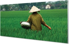 Szklany Panel Człowiek Odpoczywający na Trawie