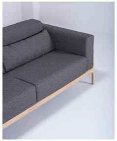 Ciemnoszara sofa z konstrukcją z litego drewna dębowego Gazzda Fawn, 210 cm