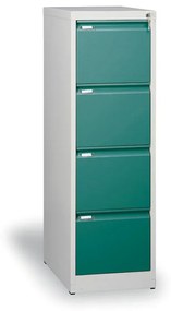 Metalowa szafa kartotekowa A4, 4 szuflady, zielone