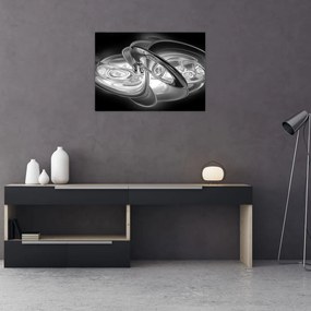 Obraz na szkle - nowoczesna szara abstrakcja (70x50 cm)