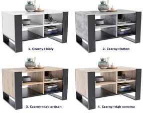 Prostokątna ława kawowa do salonu czarny + dąb artisan - Lajra