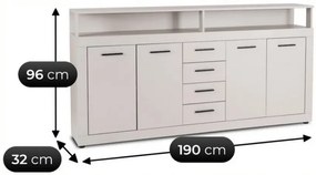 Kaszmirowa komoda z 4 szufladami 190cm A9-S24
