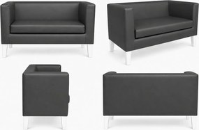 Sofa Monaco : Kolor nogi - Biała, Kolor tkaniny - EKO-SKÓRA - 23D, Typ tkaniny - Eko-skóra , Wysokość nogi - 15 cm