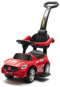 Baby Mix Odpychacz z dźwiękiem i prowadnicą Straż pożarna, czerwony
