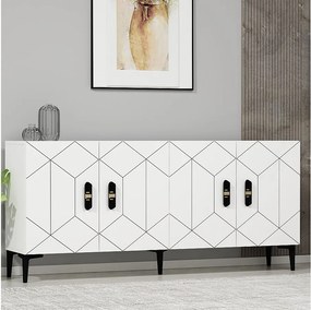 Komoda – szerokość 150 cm – kolor biały – płyta wiórowa pokryta melaminą