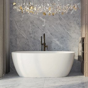 Wanna wolnostojąca VALO owalna biała z konglomeratu 165 x 75 cm bez przelewu cienki rant | Różne kolory korków : Kolor korka - Złoty