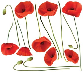 Komplet naklejek ściennych Ambiance Vermeil Poppies, 60x70 cm