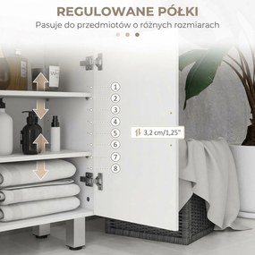 kleankin Szafka Łazienkowa, Komoda, 2 Szuflady, Regulowana Półka, Drewno, Biała