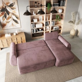 Masseno Narożnik GALVIS z funkcją spania i pojemnikiem na pościel Narozniki L, Rozkładana sofa - Wrzosowy, MONOLITH 62