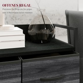 HOMCOM Komoda, sideboard, 4 tkaninowe szuflady, industrialny design, 60x29x85 cm, czarny | Aosom PL