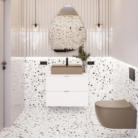 Miska WC wisząca rimless brązowa LERA cappuccino z deską wolnoopadającą typu Slim