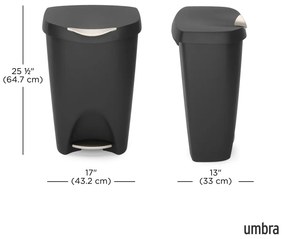 Czarny plastikowy kosz na śmieci z pedałem 50 l Brim – Umbra