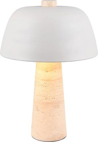 Biała/beżowa lampa stołowa z metalowym kloszem (wysokość 41 cm) Timba – Trio Select