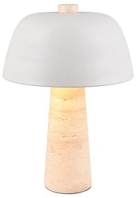 Biała/beżowa lampa stołowa z metalowym kloszem (wysokość 41 cm) Timba – Trio Select