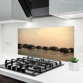 Panel Szklany Refleksy Wody na Kamieniach