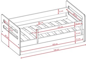 Łóżko dla dziecka z materacem 80x140 białe M5-L09