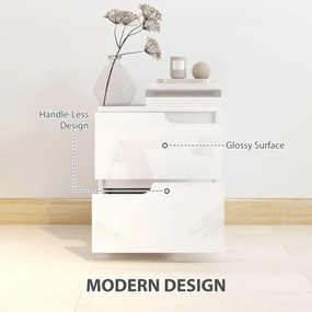 HOMCOM szafka nocna, stolik boczny ze szufladami, płyta wiórowa, stylowy, biały