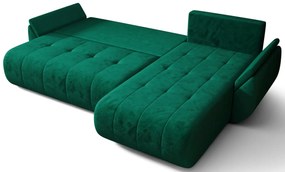 Welurowa brązowa sofa w kształcie litery L F0-T57
