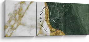 Obraz - Zielony marmur N⁰3 (z zegarem) (90x30 cm)