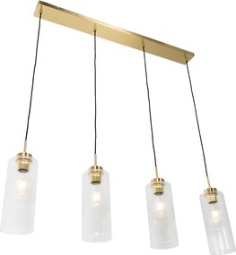 Lampa wisząca w stylu art deco złota ze szkłem 4-punktowa - Laura