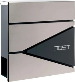 Skrzynka na listy z przegrodą na gazety, srebrna, 2 klucze